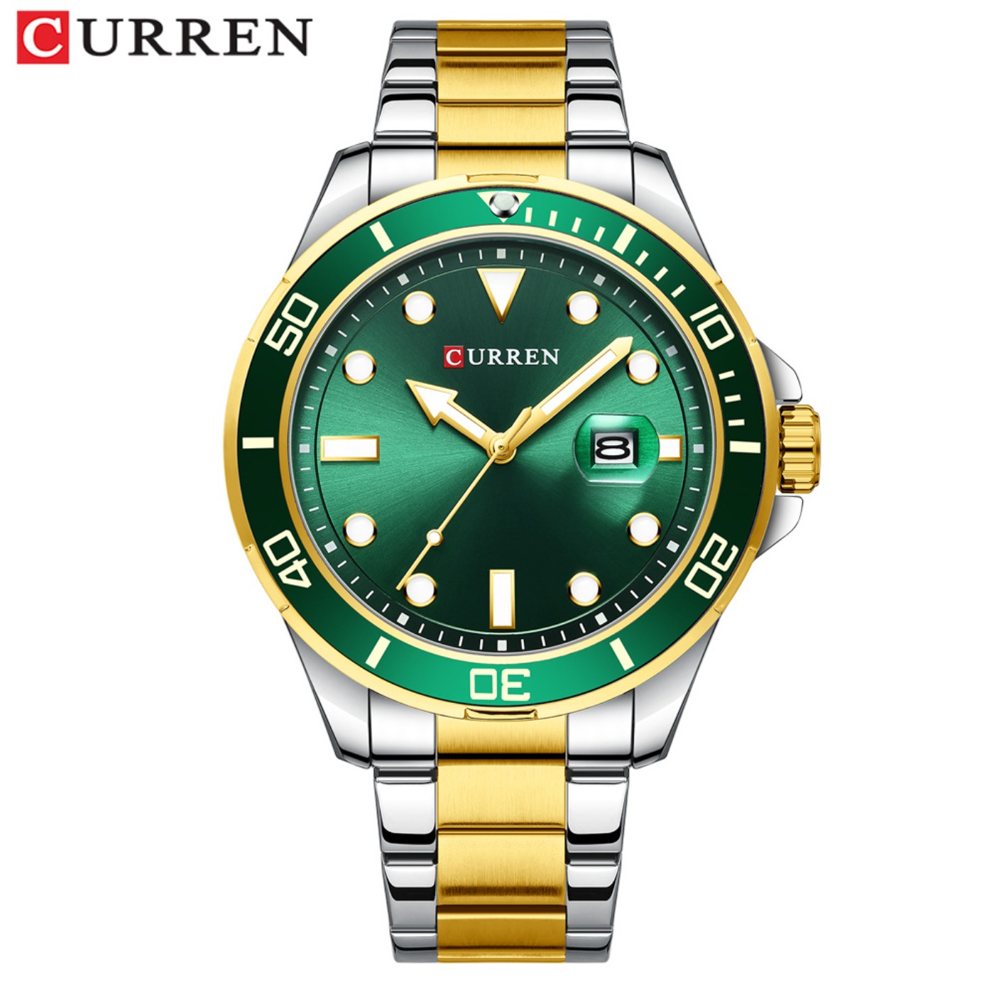 Men'S Fashion Luxury Brands - CURREN ニューグリーンウォーターゴーストシリーズブランドハイエンド高級腕時計自動巻きメンズオールスチール防水クォーツ時計ギフト