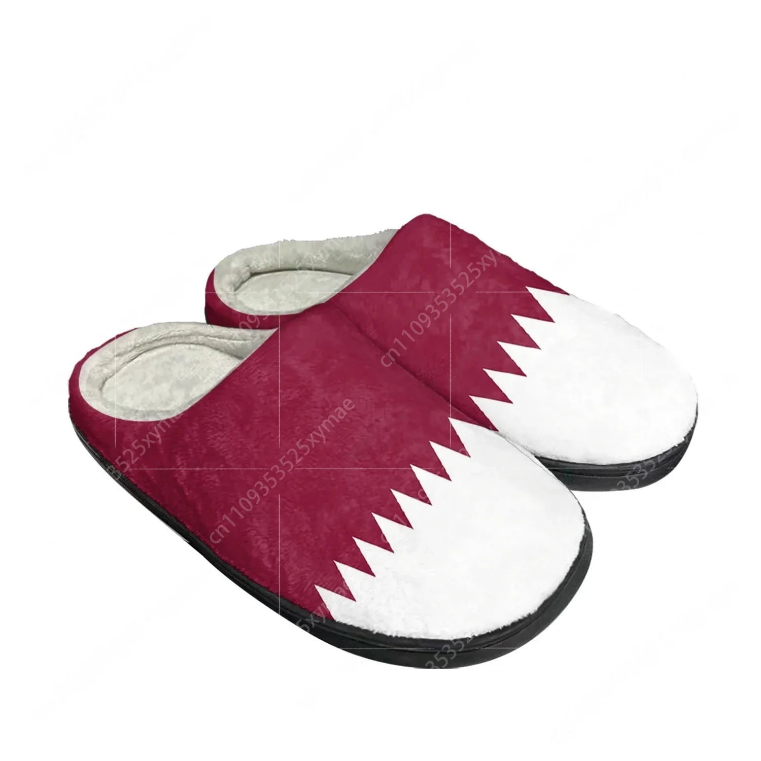 Men'S Fashion Qatar - カタール国旗ホームコットンカスタムスリッパメンズレディースサンダルカタールプラッシュ寝室カジュアル保温靴サーマルスリッパ