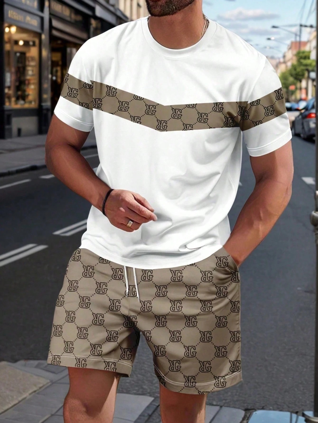 Men'S Fashion And Style - 2026年夏メンズスーツ、3Dプリント柄入り、通気性、軽量、快適、ファッショナブル、アウトドアスタイルのメンズ服