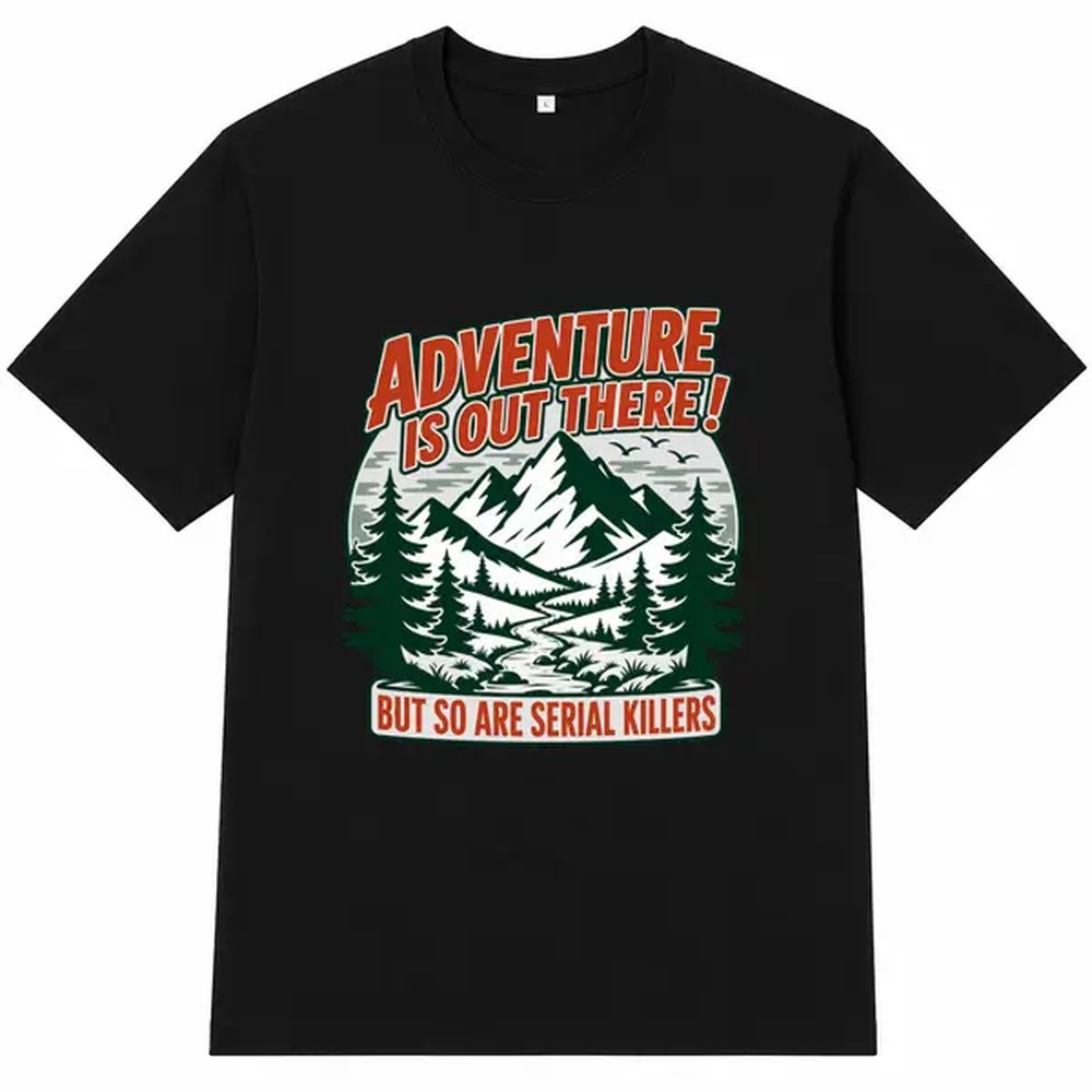 Graphic Tee Oversized - アウトドアアドベンチャーレタープリントブラックシャツ、ユニセックスオーバーサイズTシャツ、男性、女性用、原宿ストリートウェアグラフィックTシャツ、カジュアルクルーネックシャツトップ、スイートウェア衣装、キャンプユーモアギフト、サマールックTシャツ