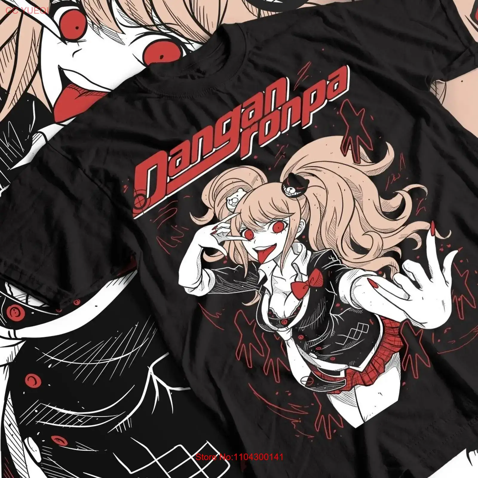 Mens Fashion Black Shirt - アニメ Tシャツ 江ノ島盾子 ダンガンロンパ 面白い ブラック