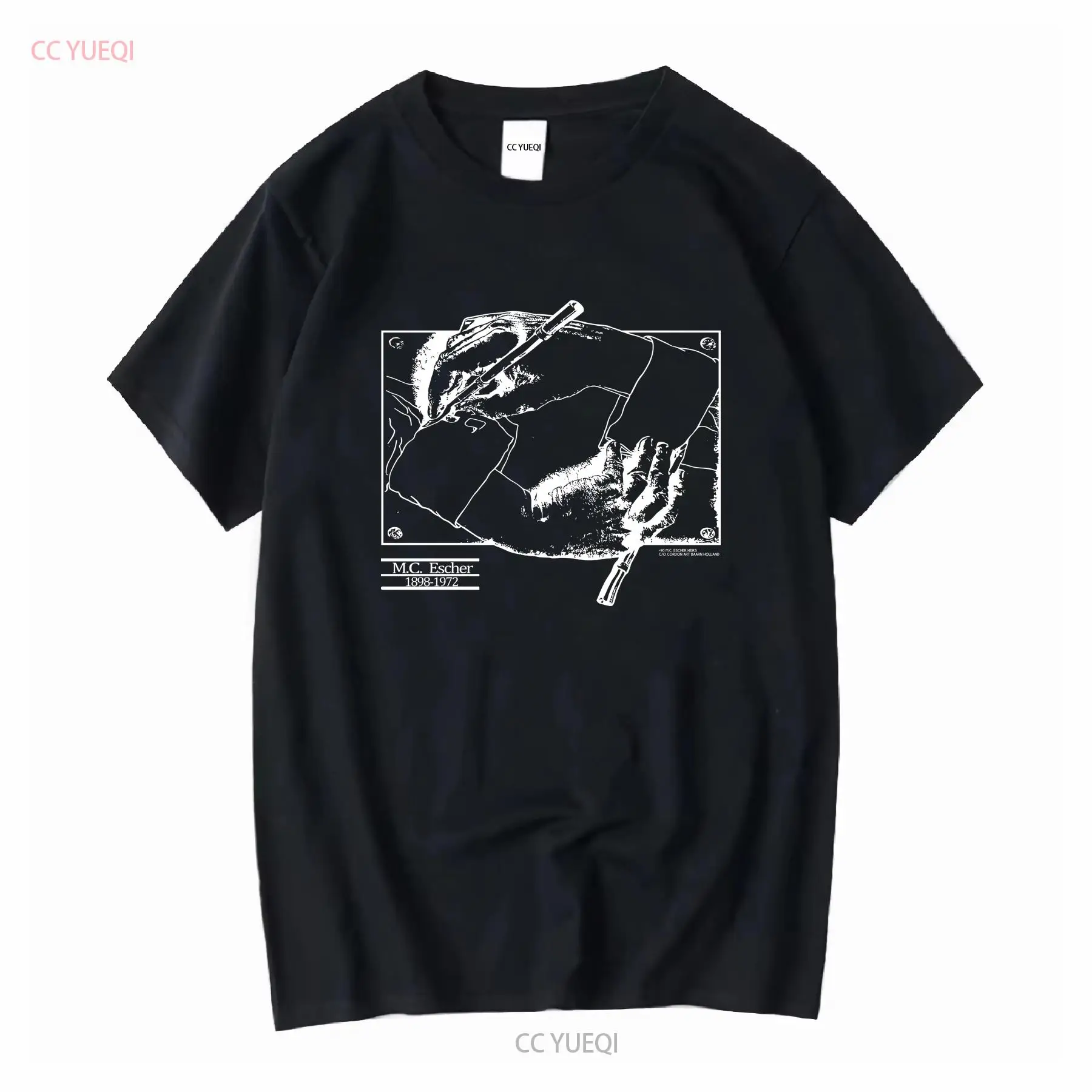 Mens Fashion Black Shirt - ヴィンテージ 1990 MC エッシャー T シャツメンズ