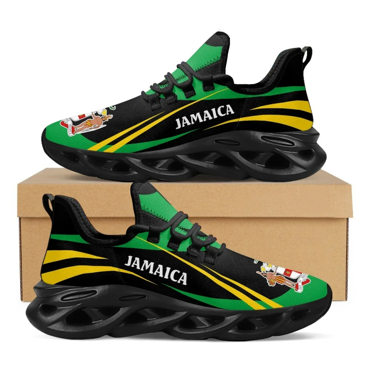 Men'S Fashion Running Shoes - ジャマイカ国旗プリントシューズメンズスニーカー 2022 ブレードランニングシューズ通気性男性靴トレーナーファッション男性カジュアルシューズ男性用