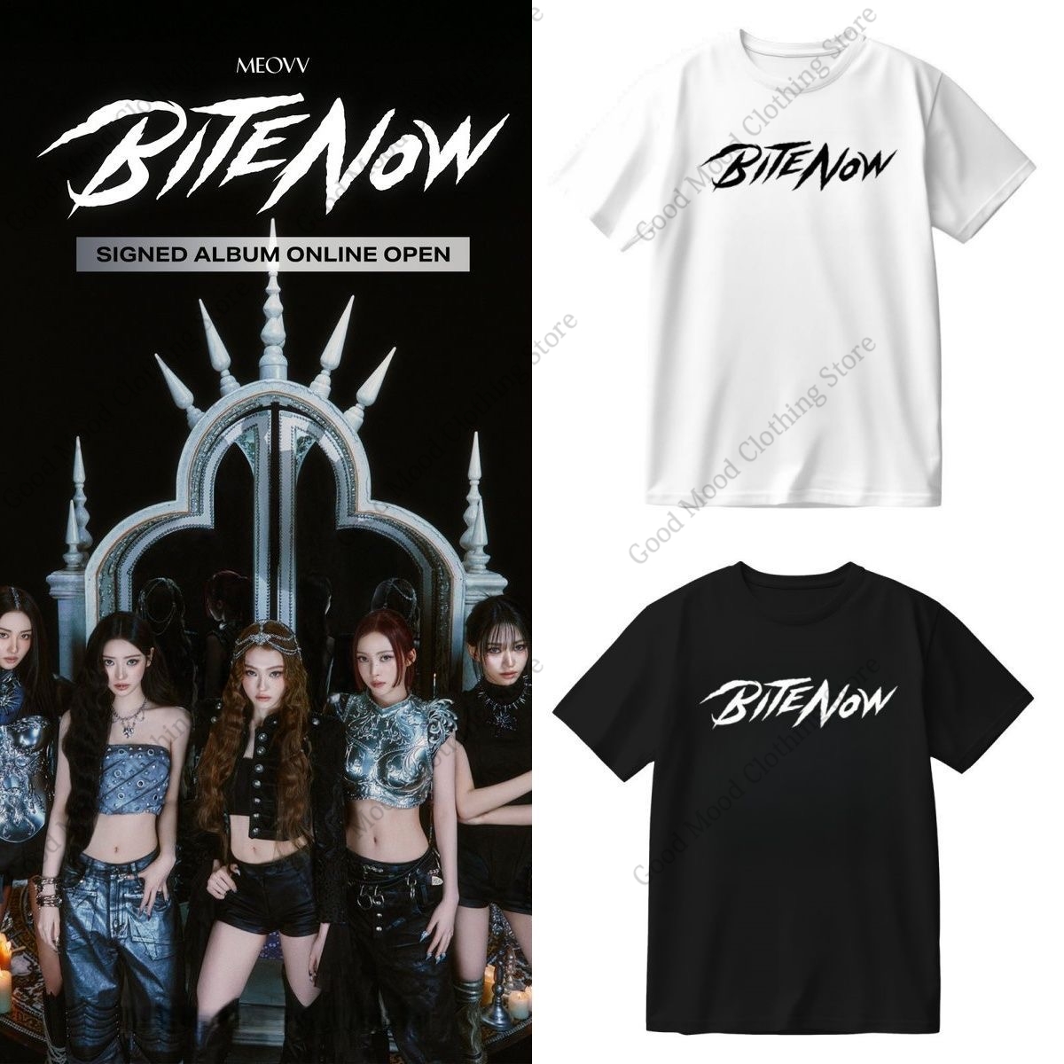 Men'S Fashion Now - MEOVV BITE NOW Tシャツ K-POPファッション 同文字プリントTシャツ