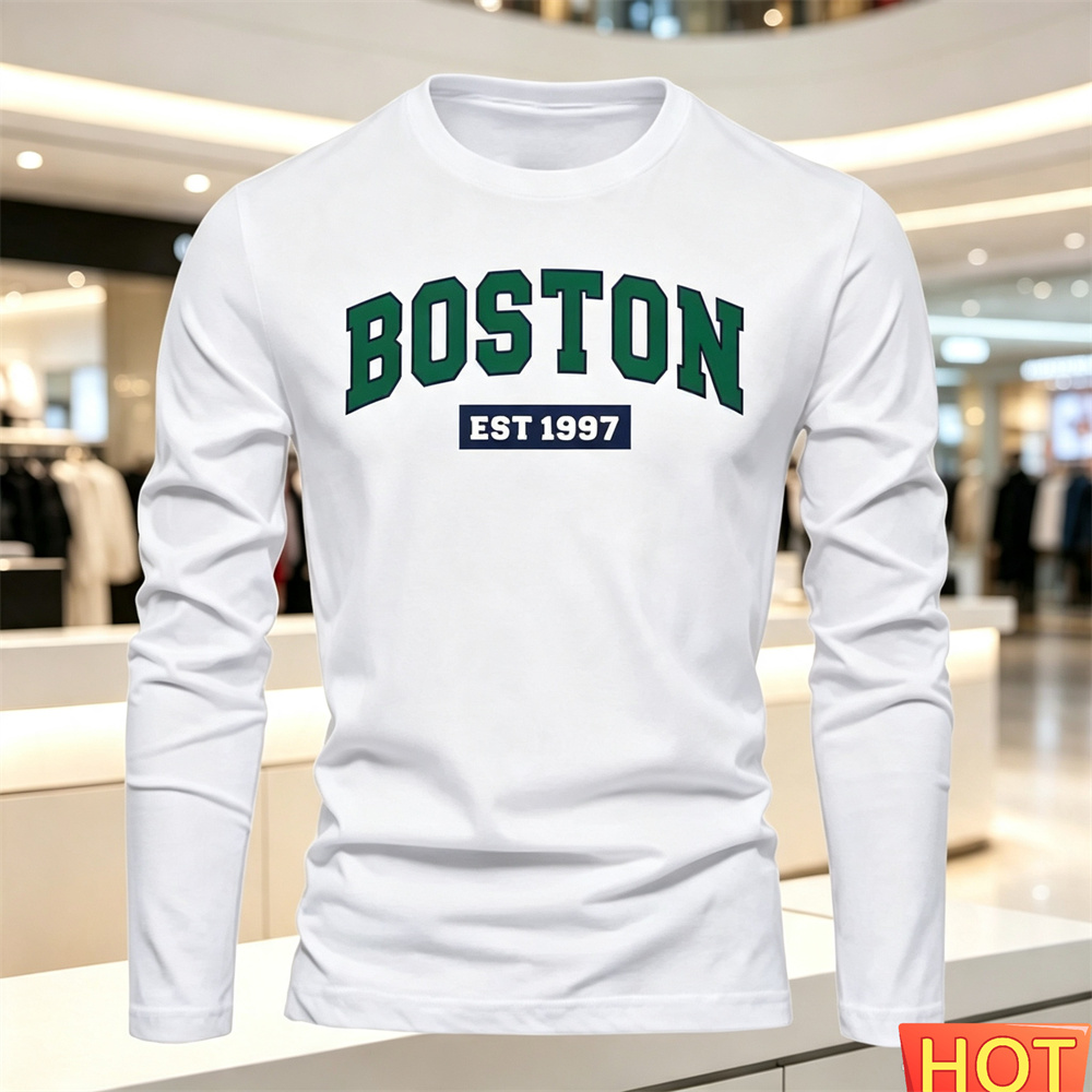 Men'S Fashion 2025 - 秋夏メンズ長袖 Tシャツレターパターンラウンドネック Tシャツ多用途 Tシャツファッション男性 y2k 服ルーズトップス