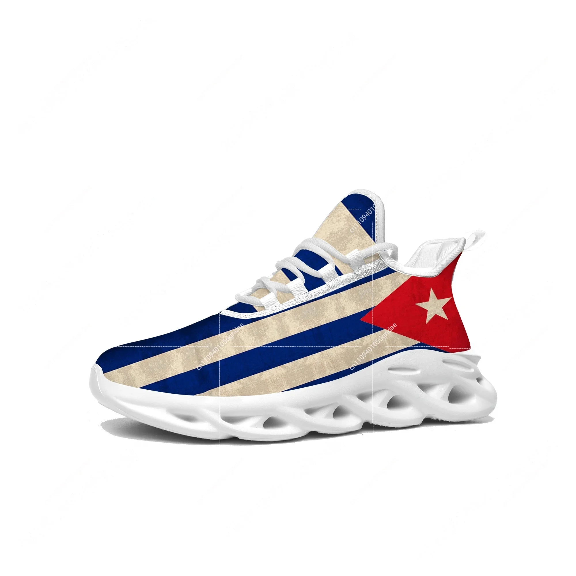 Men'S Fashion Running Shoes - キューバ国旗フラットスニーカーメンズレディースキューバポップスポーツランニング高品質スニーカーレースアップメッシュフットウェアオーダーメイドシューズホワイト