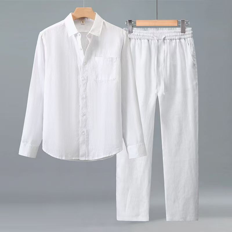 Men'S Fashion For 2026 - (シャツ+ズボン) 2026夏メンズファッションクラシックシャツメンズビジネスカジュアルファッションシャツ男性用服セットサイズM-4XL