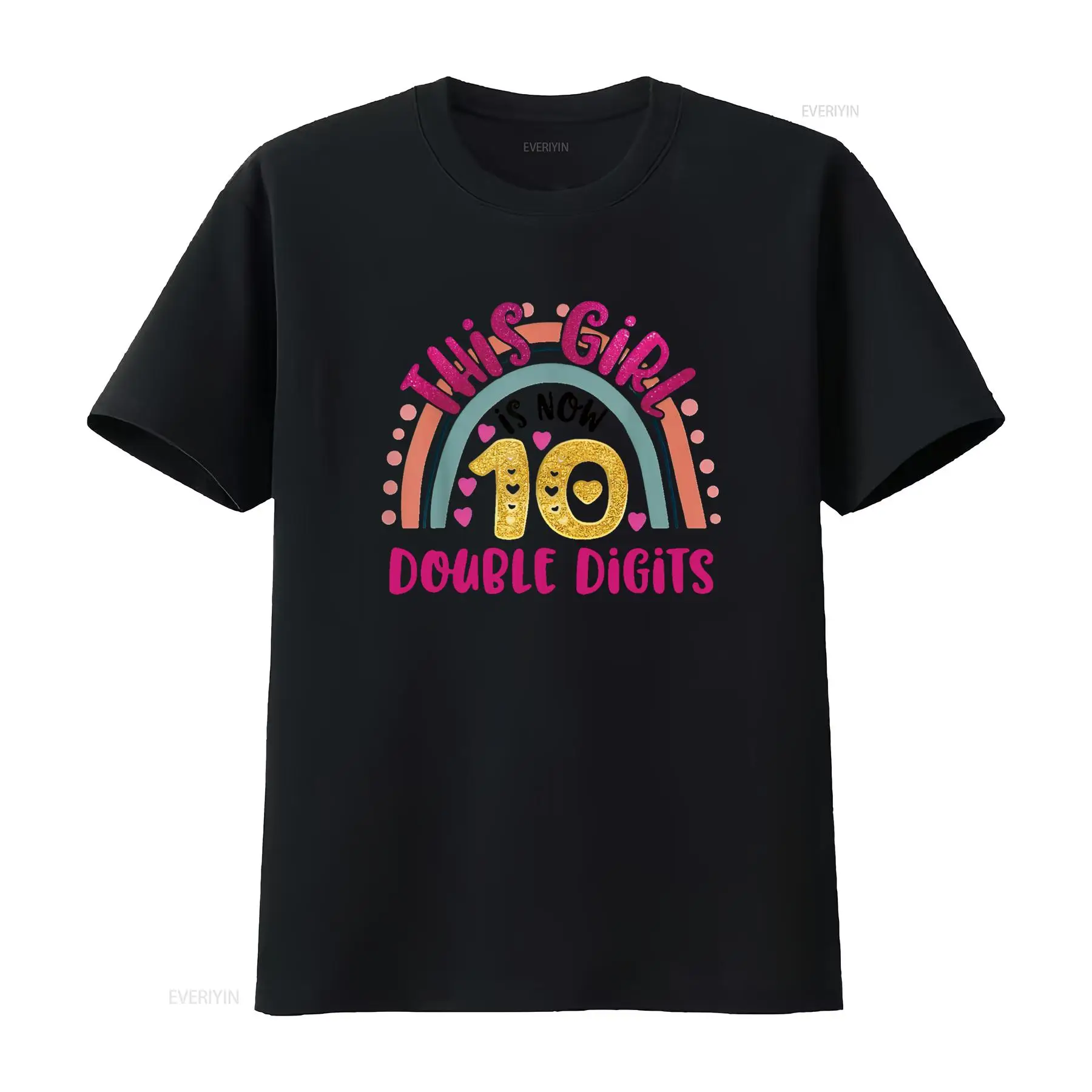 Men'S Fashion Now - この女の子は今、10歳です。ダブルディジットバースデーTシャツ、ヴィンテージウォッシュ加工、快適、少し多用途、ファッション、通気性があります。