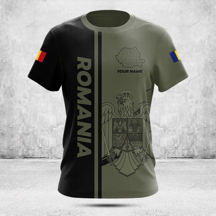 Men'S Fashion Names - カスタム名夏カジュアルルーマニア国旗アーミーグリーングラフィック Tシャツメンズファッションジャージ半袖トップス速乾性ストリートウェア