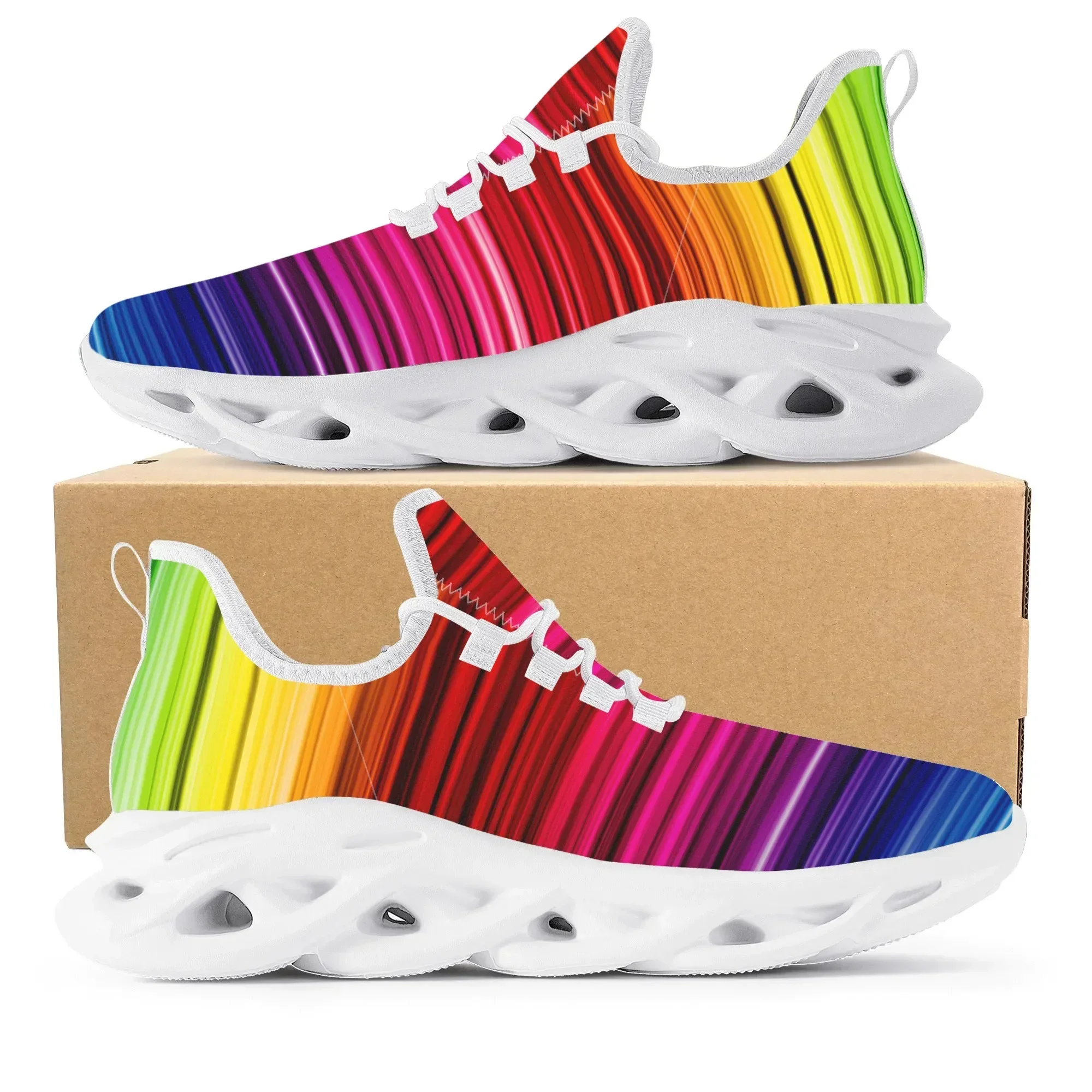 Men'S Fashion Running Shoes - カラフルなレインボーデザインファッションホットスニーカーメンズレディースティーンエイジャー通気性メッシュカジュアルランニングシューズレースアップバスケットボールシューズ
