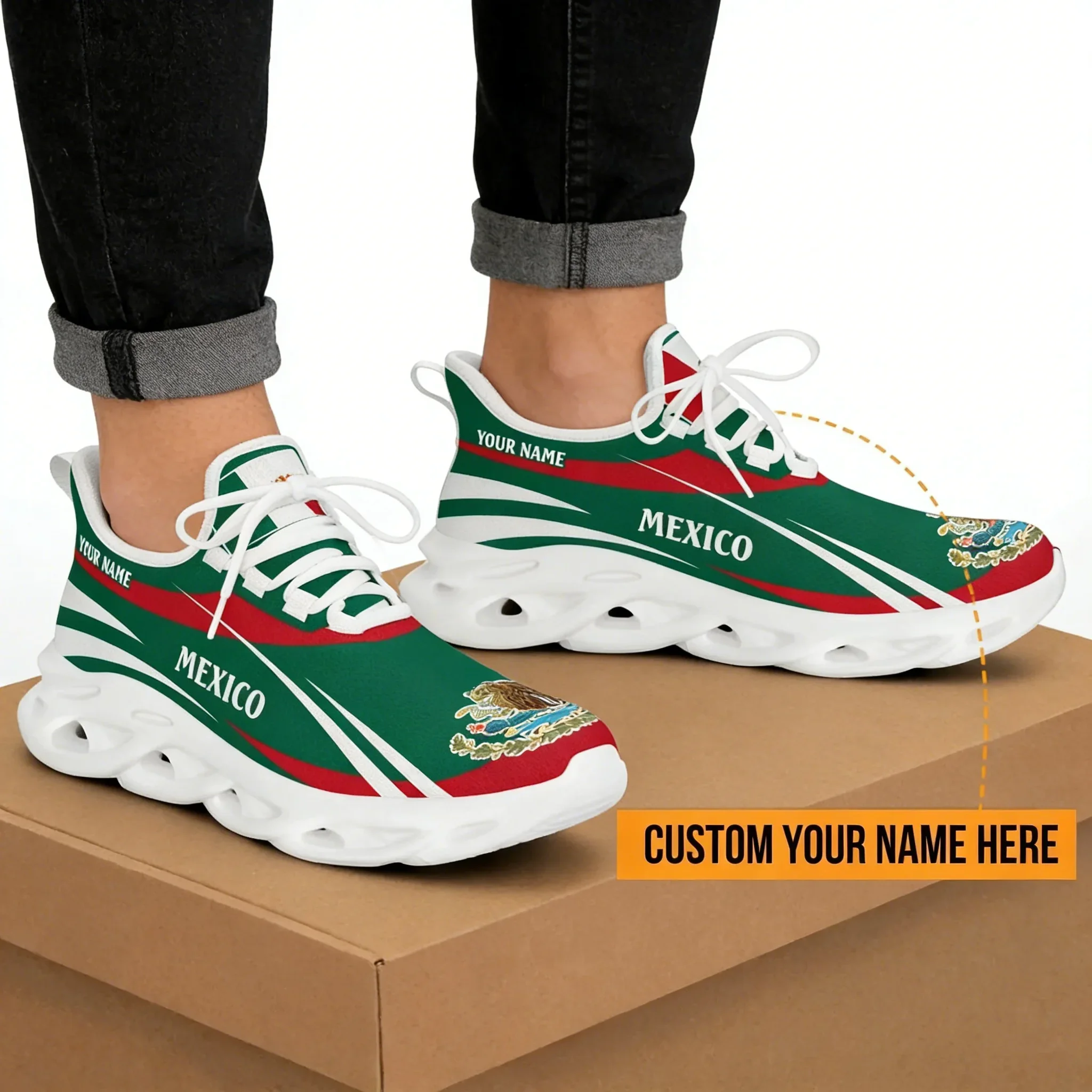 Men'S Fashion Running Shoes - メキシコ国旗柄メンズスニーカー - 滑り止めランニングシューズ、通気性のあるメンズウォーキングシューズ、カジュアルファッションブレードテニスシューズ