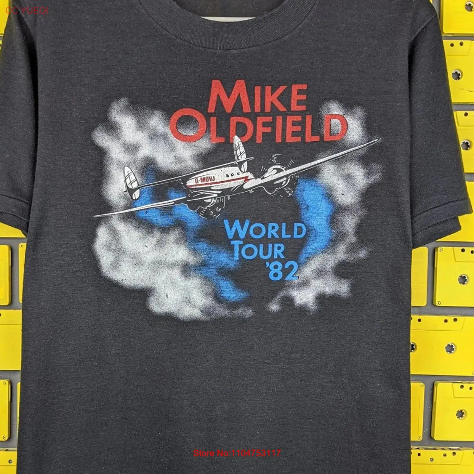 Mens Fashion Black Shirt - マイク・オールドフィールド ワールドツアー ブラック Tシャツ ティーシャツ 全サイズ