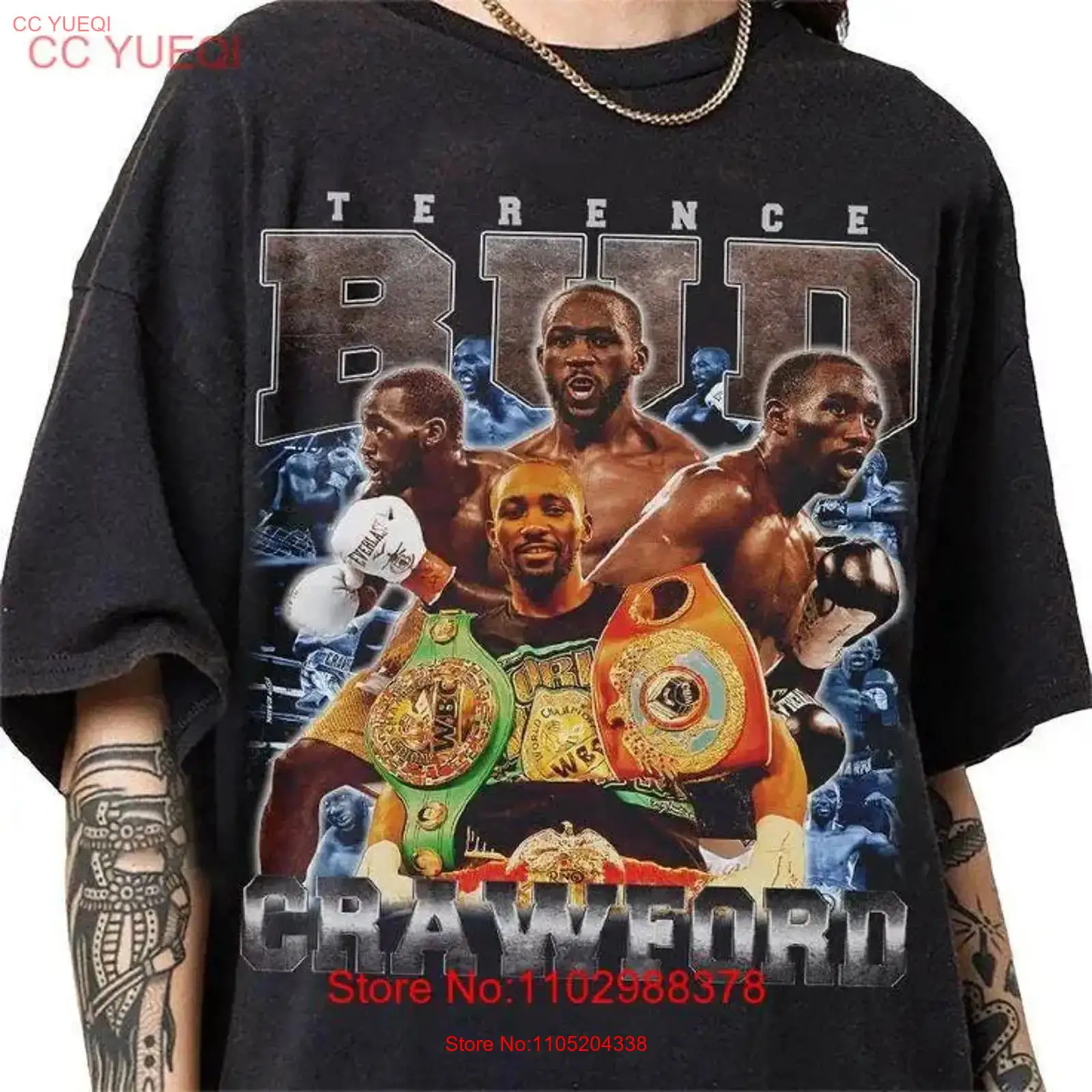 Mens Fashion In The 90S - テレンス・クロフォード 90年代 ヴィンテージ ブートレッグスタイル Tシャツ IM078