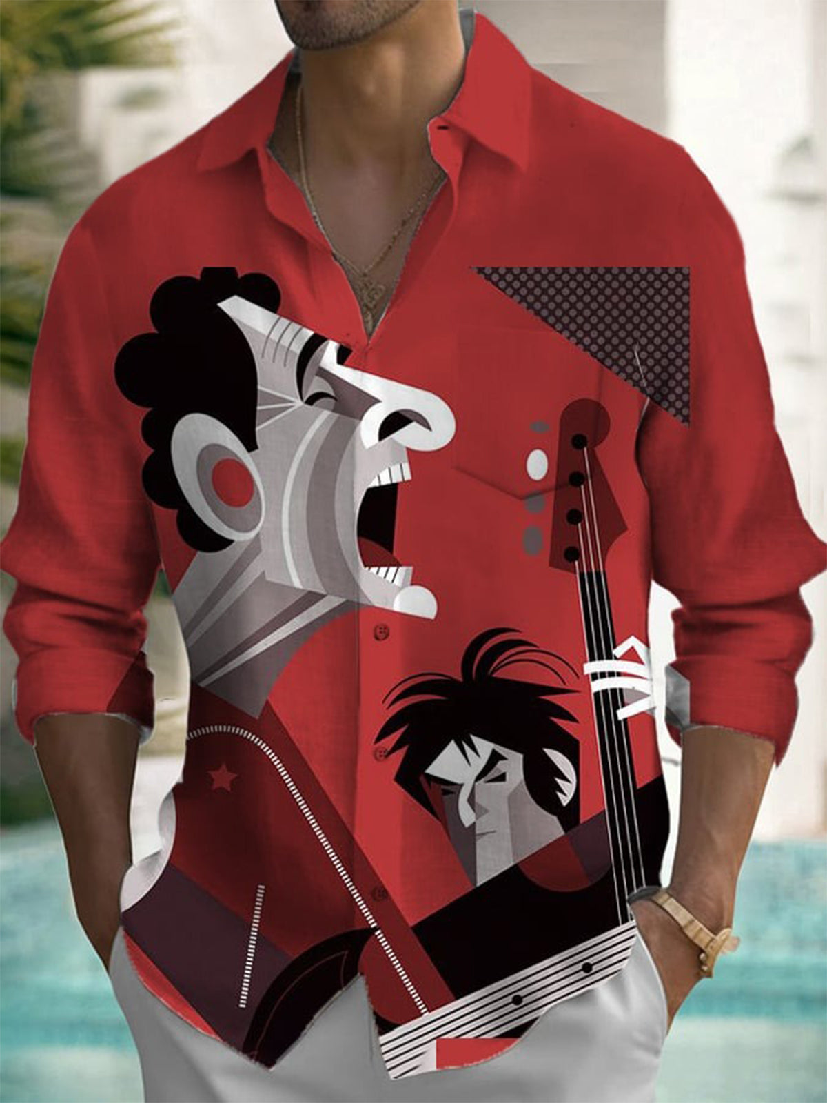 メンズボタンダウンカジュアルシャツ、長袖、プリント柄、春夏用 - Men'S Fashion For Summer のレビューと価格
