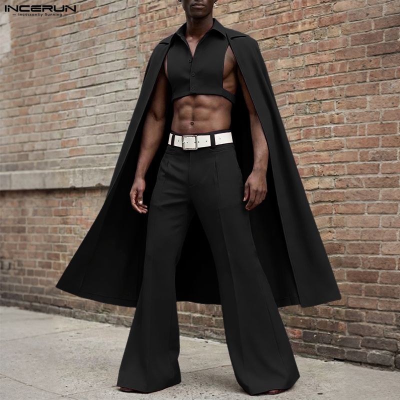 INCERUN 男性セットソリッドカラーラペルノースリーブ不 - Men'S Fashion For 2026 のレビューと価格