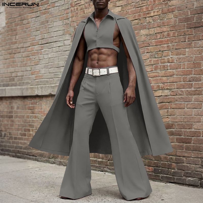 INCERUN 男性セットソリッドカラーラペルノースリーブ不 - Men'S Fashion For 2026 のレビューと価格
