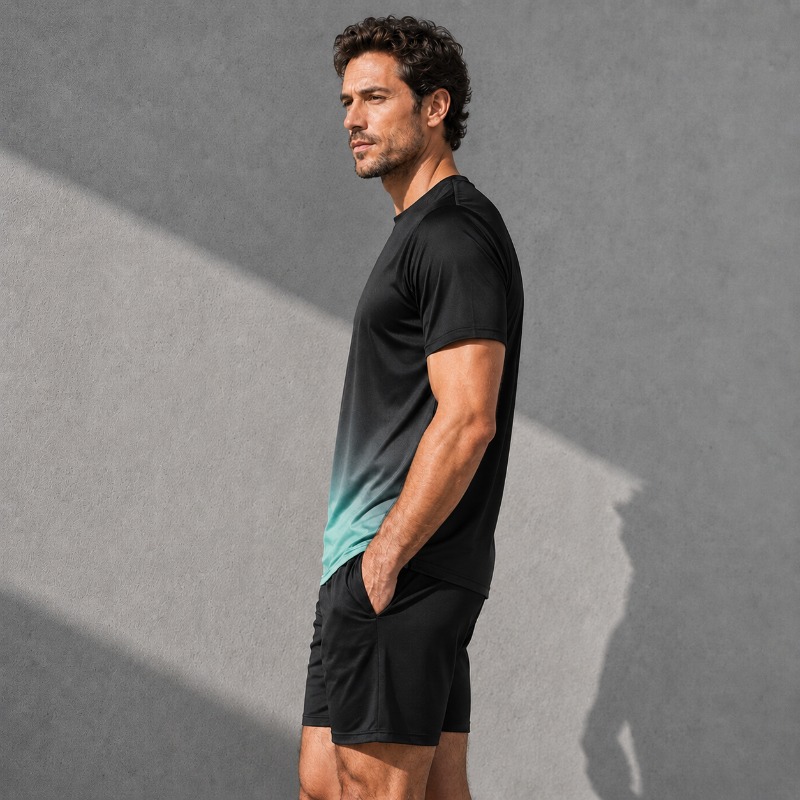 メンズ速乾スポーツウェアセット 2ピース グラデーションTシ - Men'S Fashion 2025 のレビューと価格