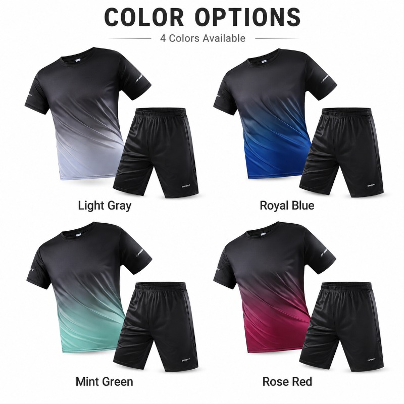 メンズ速乾スポーツウェアセット 2ピース グラデーションTシ - Men'S Fashion 2025 のレビューと価格