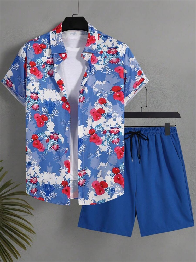 メンズ半袖シャツセット 芸術的でシンプルなスタイル 植物柄  - Men'S Fashion And Style のレビューと価格
