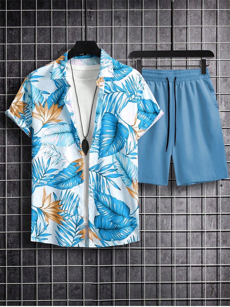 メンズ半袖シャツセット 芸術的でシンプルなスタイル 植物柄  - Men'S Fashion And Style のレビューと価格