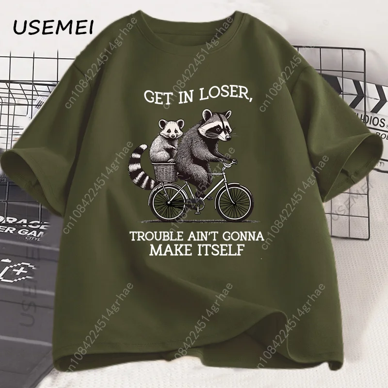 Get in Loser Tシャツ 面白いアライグマグラフィ - Graphic Tee Oversized のレビューと価格