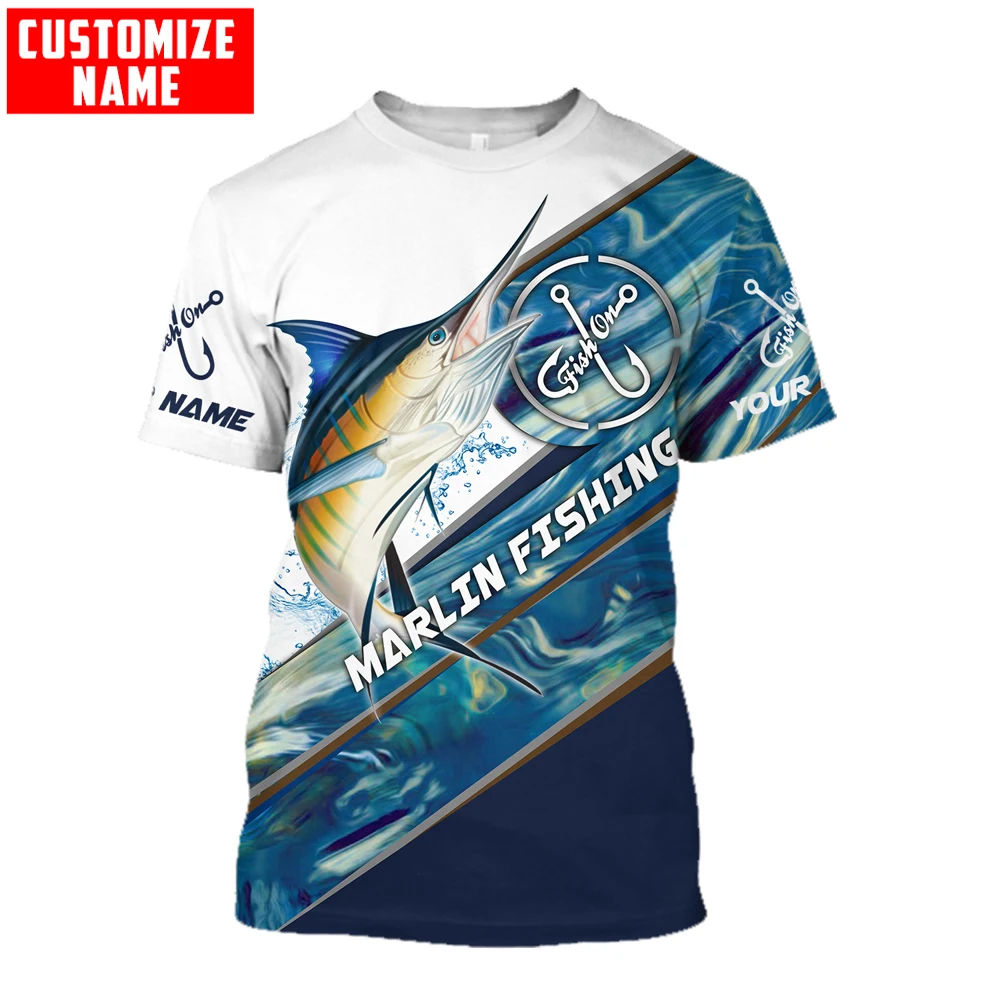 マグロ/マーリン釣りカスタム名3Dプリントメンズtシャツクー - Men'S Fashion Names のレビューと価格