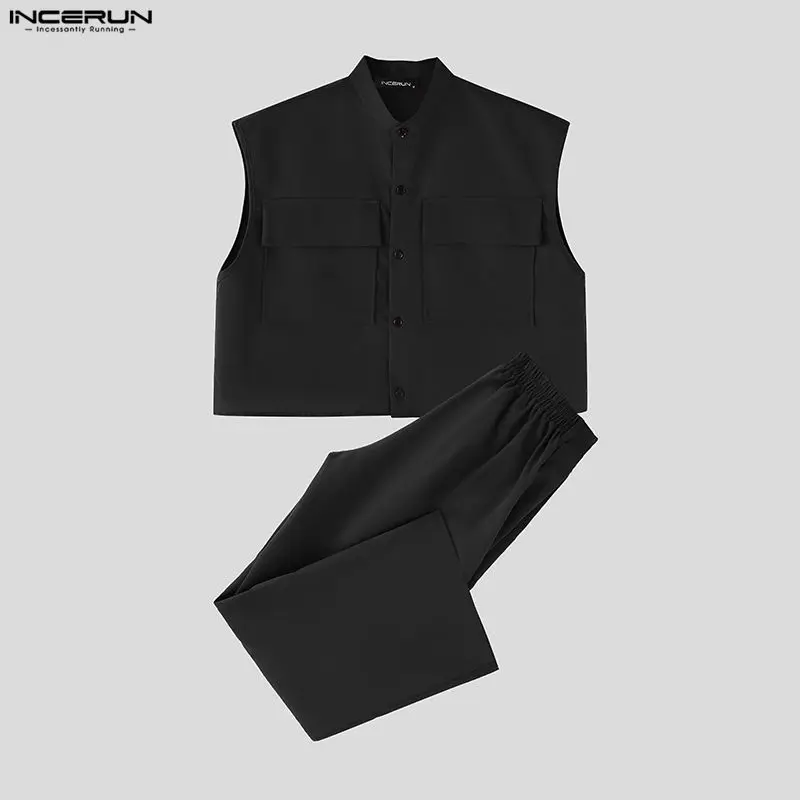 INCERUN 男性セット固体ノースリーブクロップトップスシ - Men'S Fashion For 2026 のレビューと価格