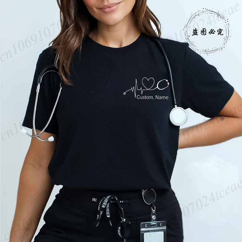 カスタム名ナースシャツ聴診器心拍 RN Tシャツ女性男性服夏 - Men'S Fashion Names のレビューと価格