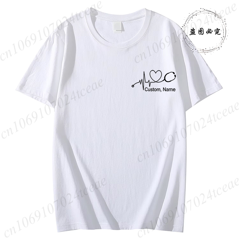 カスタム名ナースシャツ聴診器心拍 RN Tシャツ女性男性服夏 - Men'S Fashion Names のレビューと価格