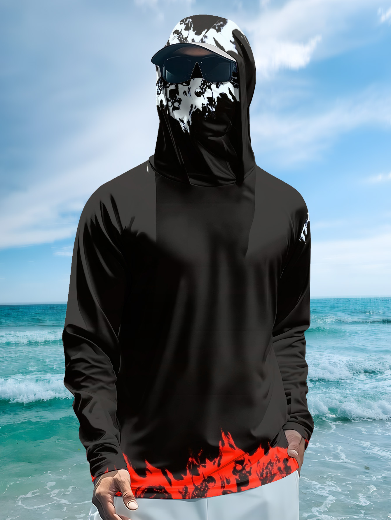 男性フード付き釣りシャツ長袖釣り服釣り t シャツ uv 保 - Men'S Fashion 2025 のレビューと価格
