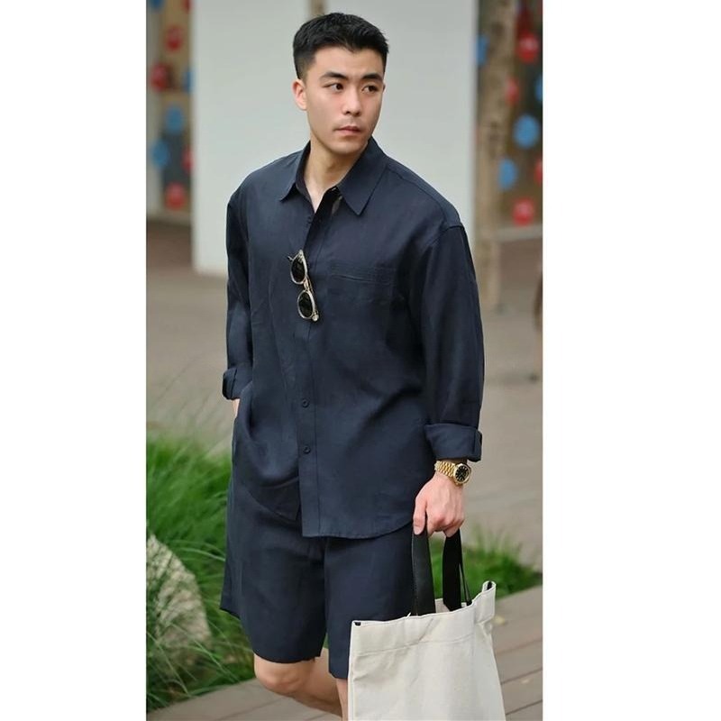 夏のカジュアルセット　リヨセルリネンシャツとショートパンツ　 - Men'S Fashion For 2026 のレビューと価格
