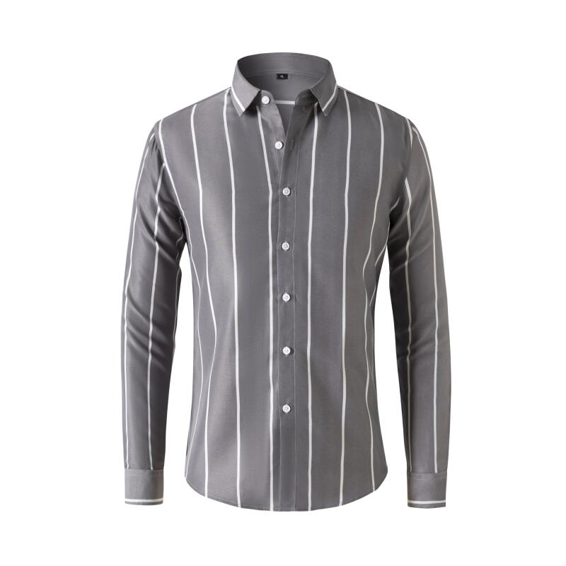 メンズストライプドレスシャツ長袖スリムフィットフォーマルビジ - Mens Fashion Dress のレビューと価格