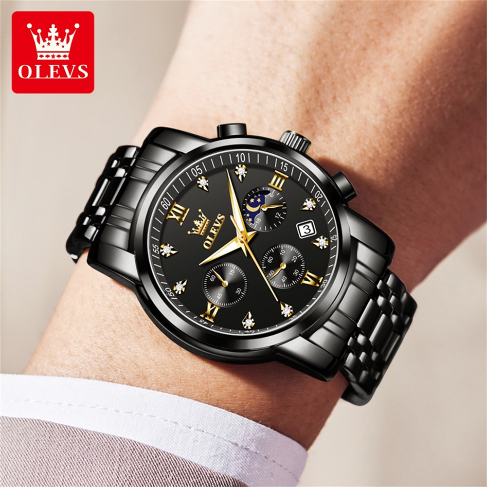 OLEVS 人気のメンズ腕時計ステンレススチールブラックムー - Men'S Fashion Luxury Brands のレビューと価格