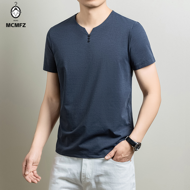 メンズベーシックヘンリーTシャツ快適なコットンブレンド半袖ト - Men'S Fashion 2025 のレビューと価格