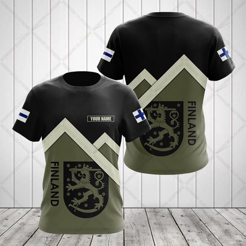 カスタム名夏カジュアルフィンランド国旗グラフィック Tシャツ - Men'S Fashion Names のレビューと価格