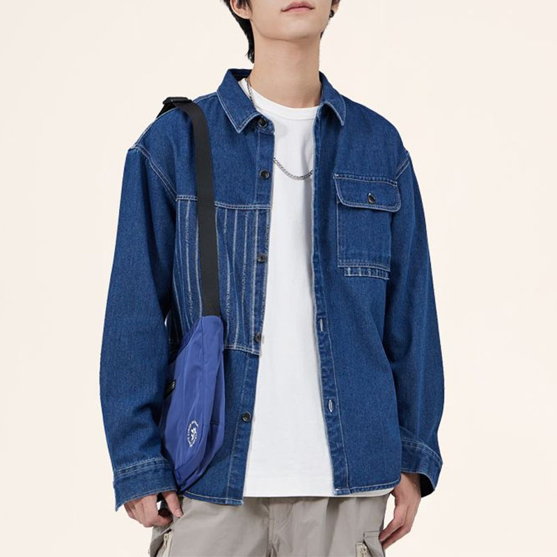 折り襟付きデニムジャケット,韓国のシックなメンズジャケット, - Men'S Fashion Now のレビューと価格