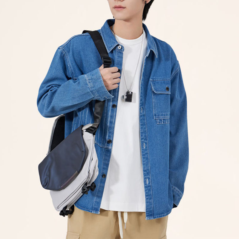 折り襟付きデニムジャケット,韓国のシックなメンズジャケット, - Men'S Fashion Now のレビューと価格