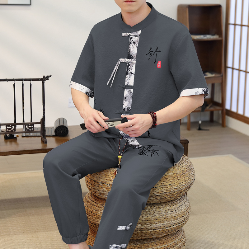 2026年春 メンズカジュアルセット 中華風シャツ+パンツ  - Men'S Fashion For 2026 のレビューと価格