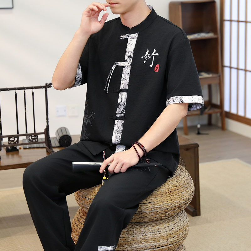 2026年春 メンズカジュアルセット 中華風シャツ+パンツ  - Men'S Fashion For 2026 のレビューと価格