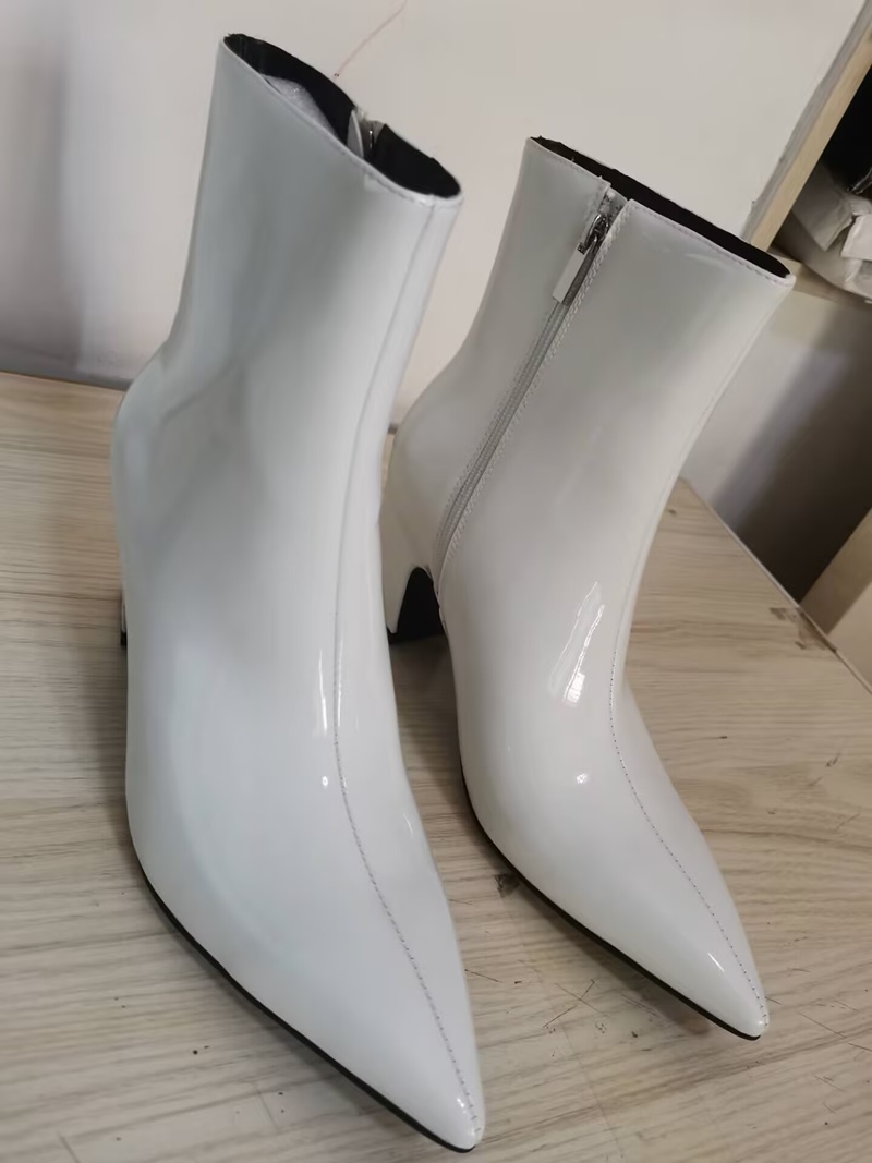 新しいファッション白いブーツ男性用高品質パテントレザーブーツ - Mens Fashion Dress のレビューと価格