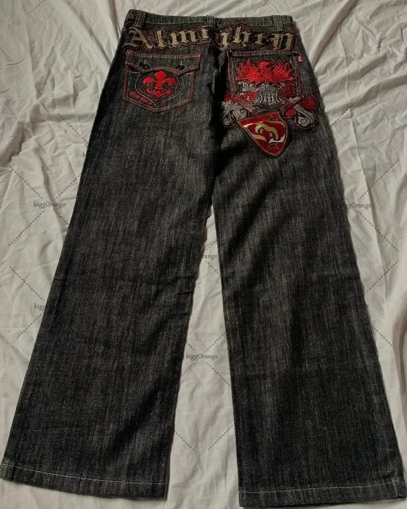 Y2K レトロアメリカンハイストリートパッチワーク文字刺繍ジ - Men'S Fashion For 70 Year Old のレビューと価格