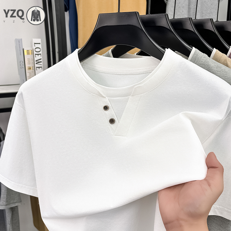メンズ半袖 Tシャツ ヘンリーネック フェイクツーピース カ - Men'S Fashion 2025 のレビューと価格