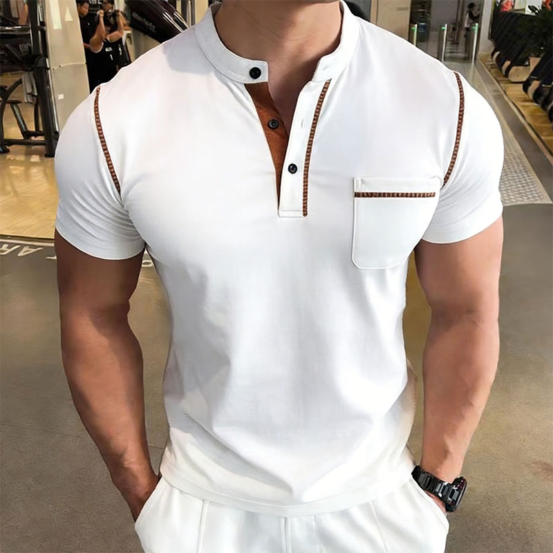 新しい夏のメンズヘンリーカラー半袖ゴルフポロシャツ個性ポケッ - Men'S Fashion And Style のレビューと価格