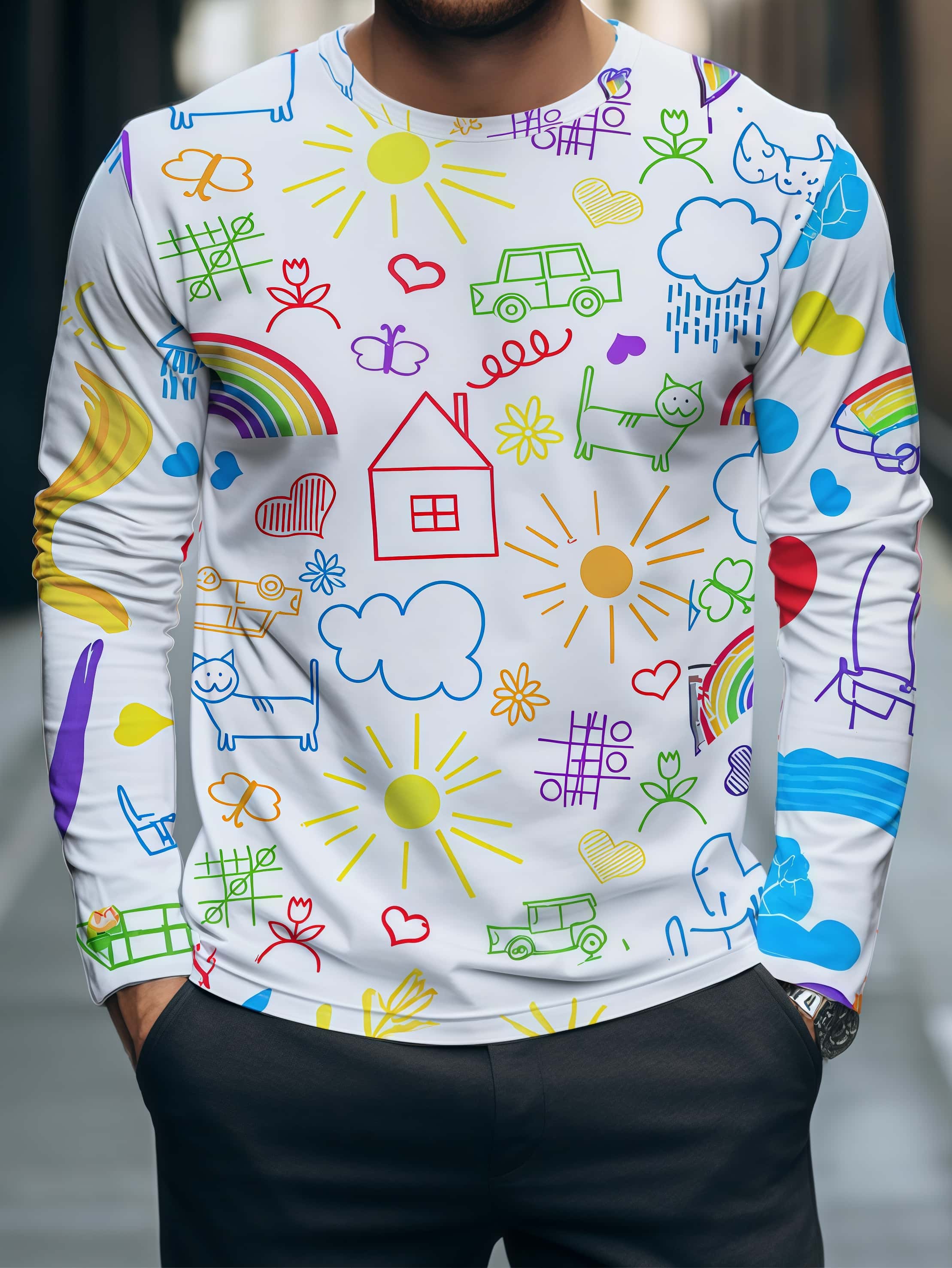 2026 新しいドーパミンカラーグラフィティ 3D プリント - Men'S Fashion For 2026 のレビューと価格